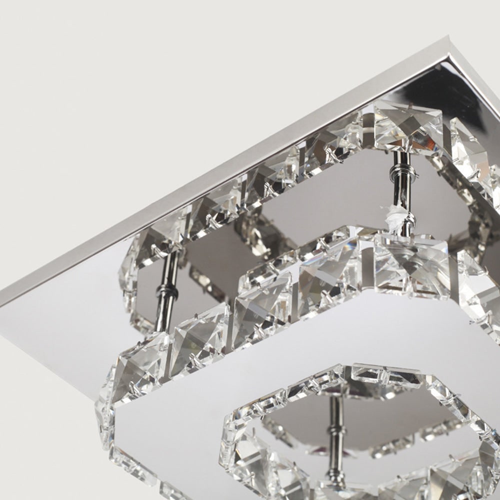 Flush Mount Ceiling Light with Crystal Accents and LED Square Modern Design - Image 5