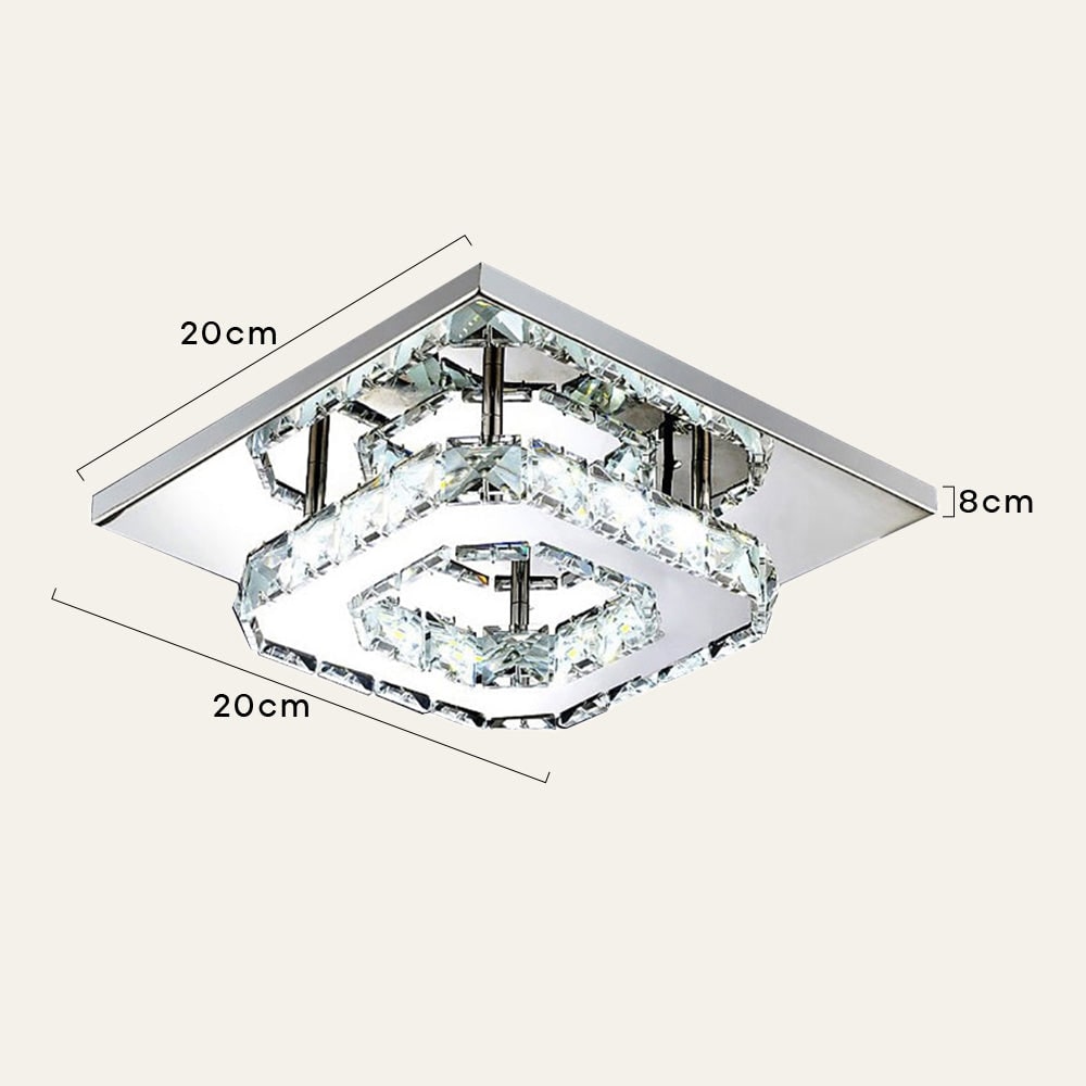 Flush Mount Ceiling Light with Crystal Accents and LED Square Modern Design - Image 7