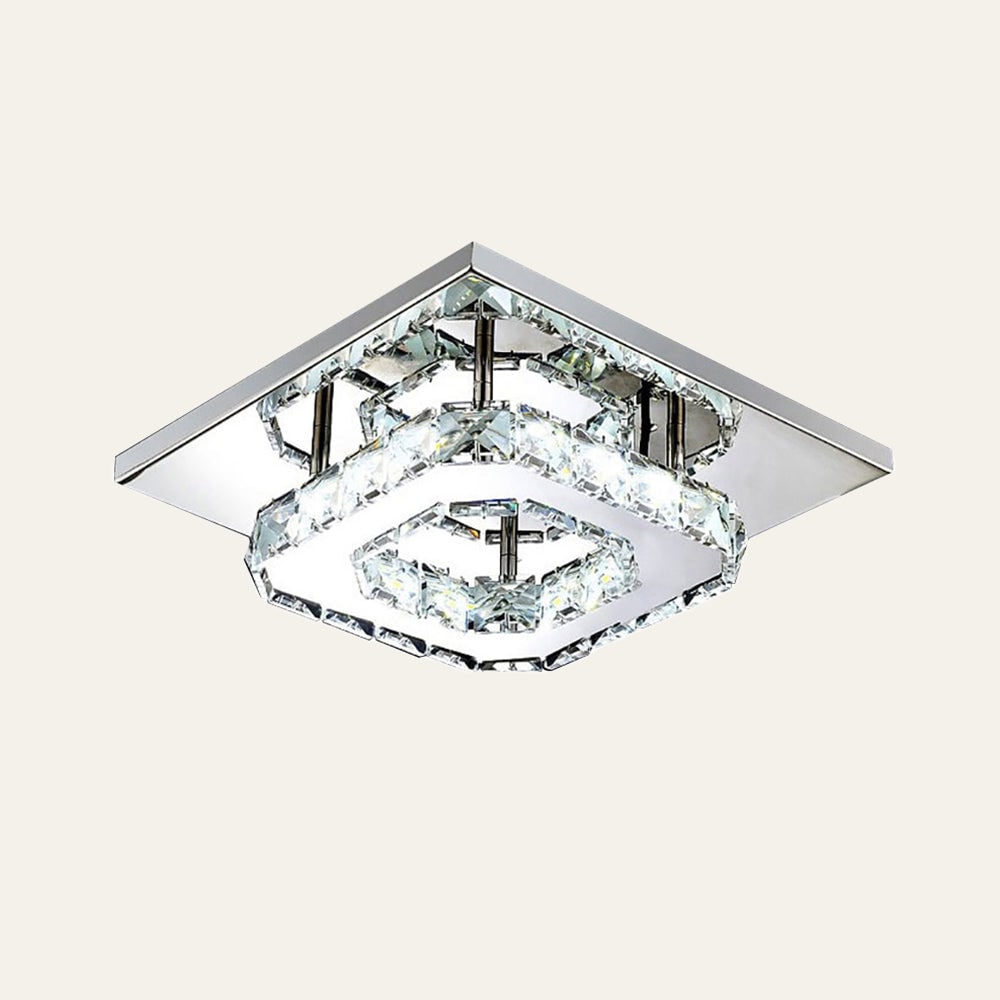 Flush Mount Ceiling Light with Crystal Accents and LED Square Modern Design - Image 8