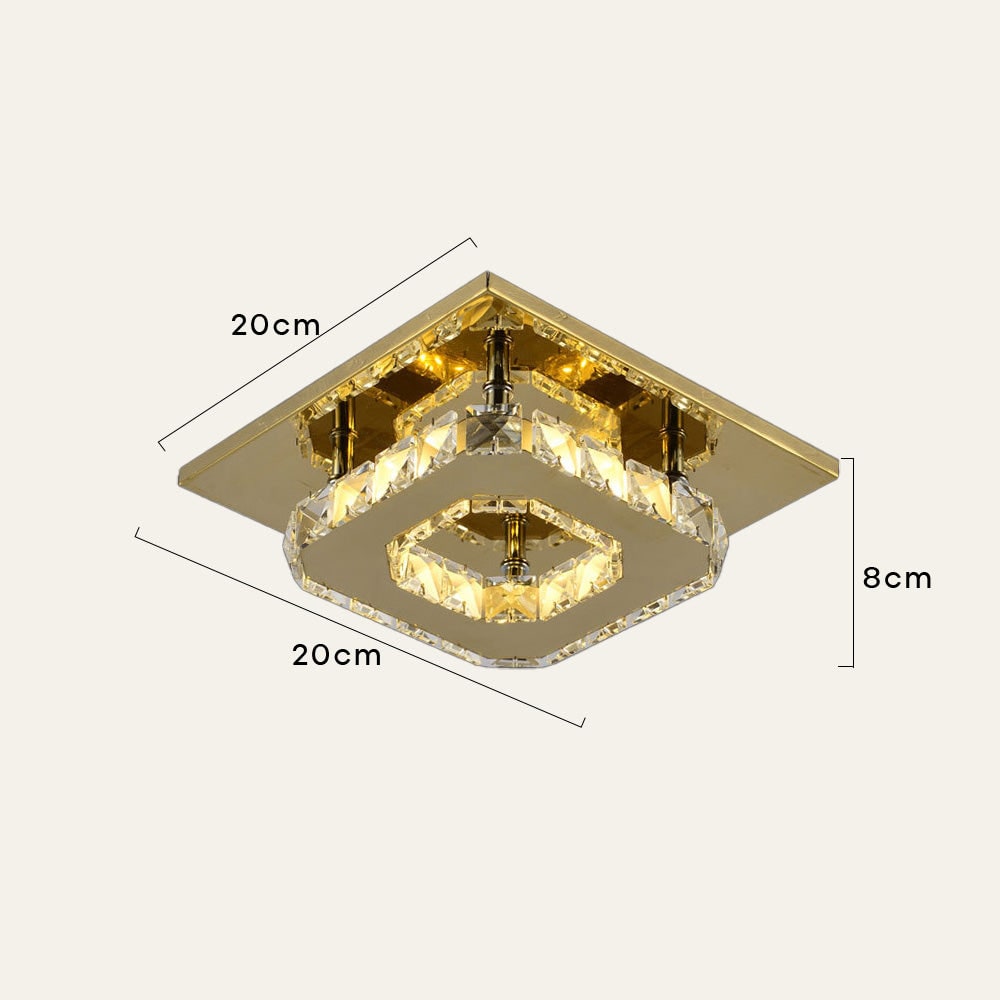 Flush Mount Ceiling Light with Crystal Accents and LED Square Modern Design - Image 9