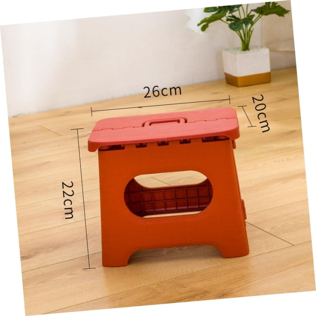 Folding Step Stool with Built-In Handle and Reinforced Plastic for Portable Storage - Image 10