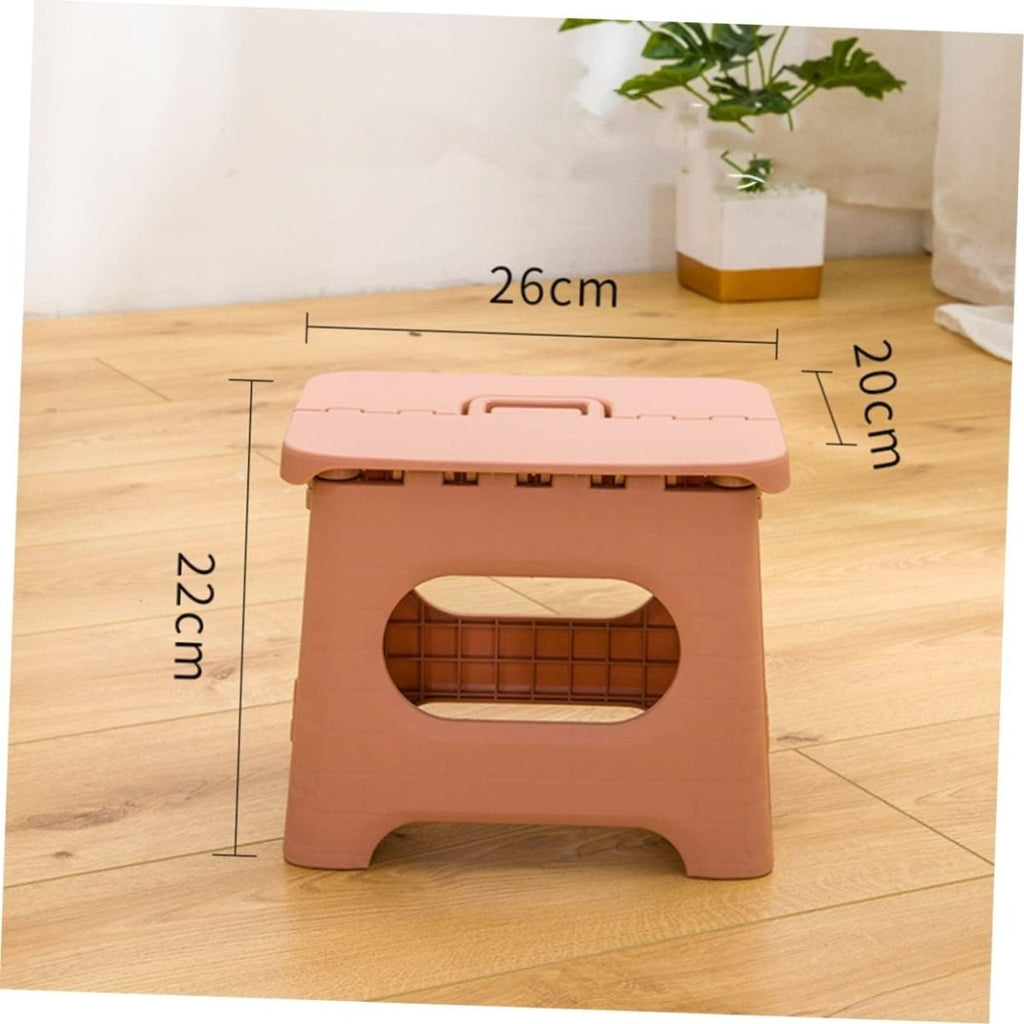 Folding Step Stool with Built-In Handle and Reinforced Plastic for Portable Storage - Image 11