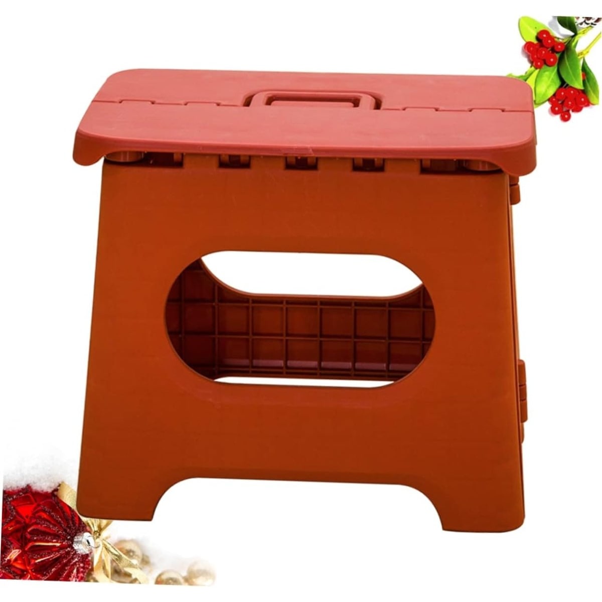 Folding Step Stool with Built-In Handle and Reinforced Plastic for Portable Storage - Image 12