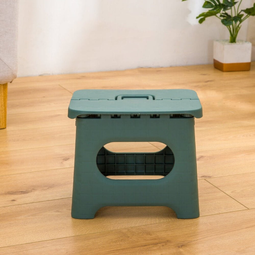 Folding Step Stool with Built-In Handle and Reinforced Plastic for Portable Storage - Image 5