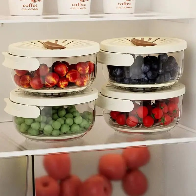 Food Storage Container with Fruit Washing Strainer Lid and Adjustable Vent - Image 4