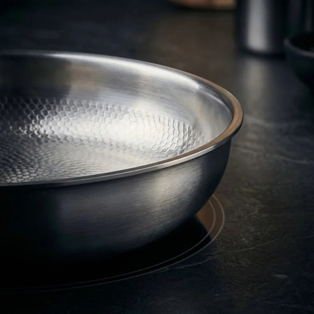 Frying Pan with Hammered Interior and Glass Lid for Stainless Steel Cookware - Image 4
