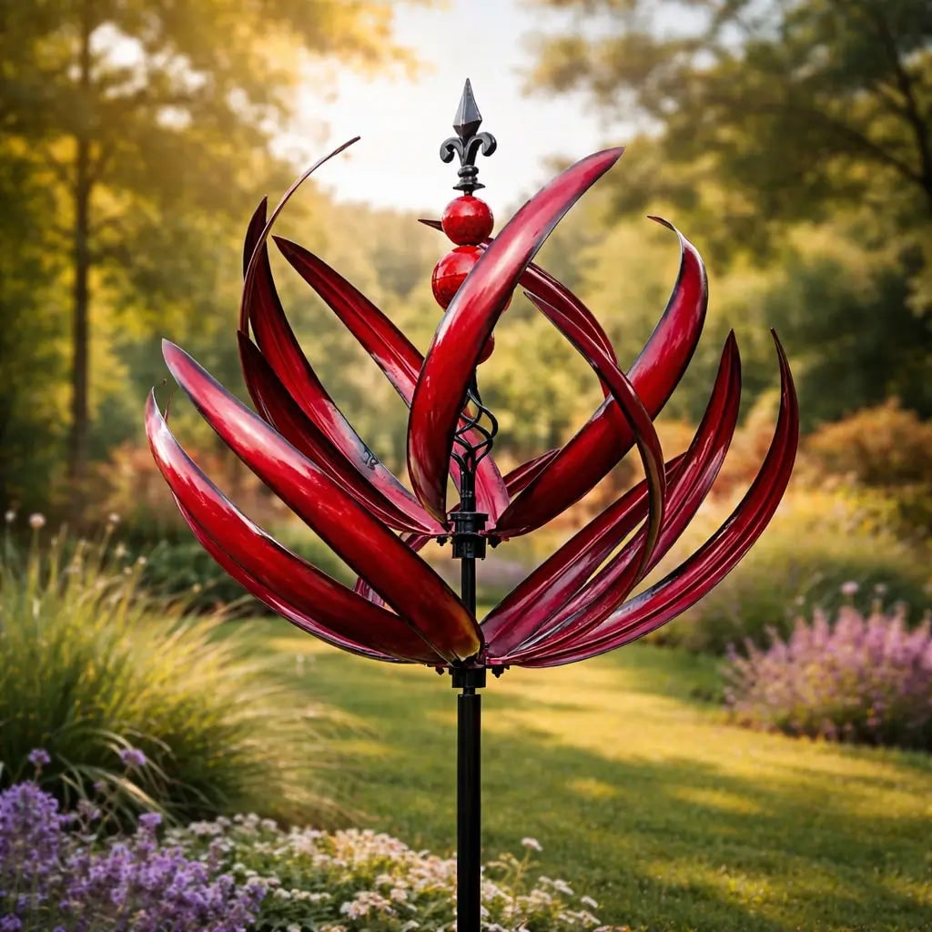 Garden Wind Spinners with Kinetic Metal Lotus Flower Design and 360 Degree Rotation - Image 10