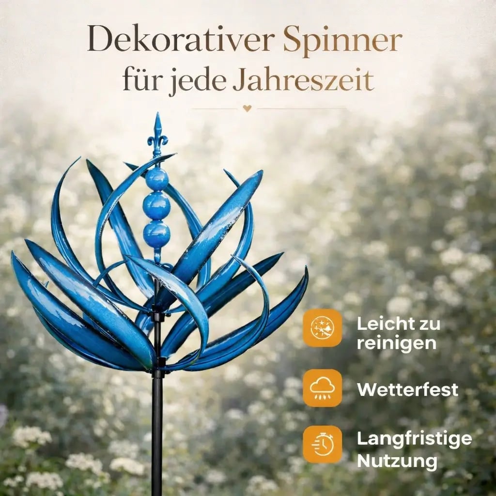 Garden Wind Spinners with Kinetic Metal Lotus Flower Design and 360 Degree Rotation - Image 3