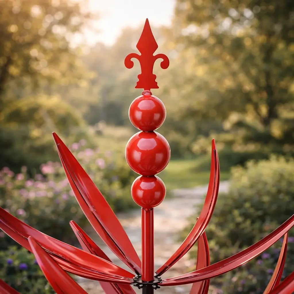 Garden Wind Spinners with Kinetic Metal Lotus Flower Design and 360 Degree Rotation - Image 5