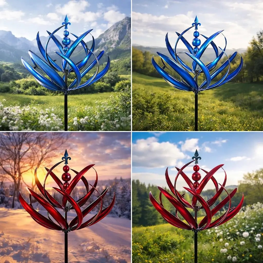 Garden Wind Spinners with Kinetic Metal Lotus Flower Design and 360 Degree Rotation - Image 7