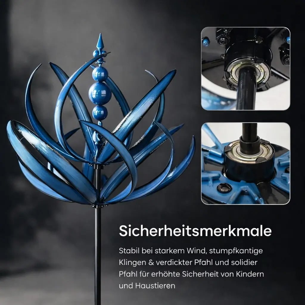 Garden Wind Spinners with Kinetic Metal Lotus Flower Design and 360 Degree Rotation - Image 9