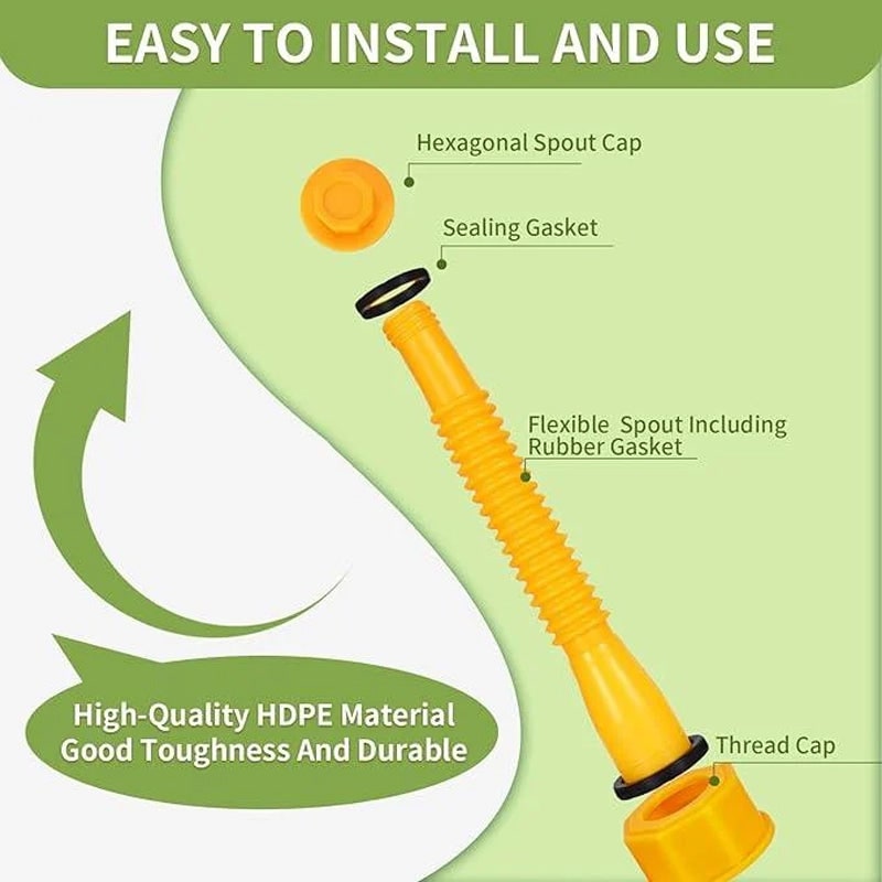 Gas Can Spout Replacement Kit with Flexible Nozzle Gasket Seals and Threaded Caps - Image 13