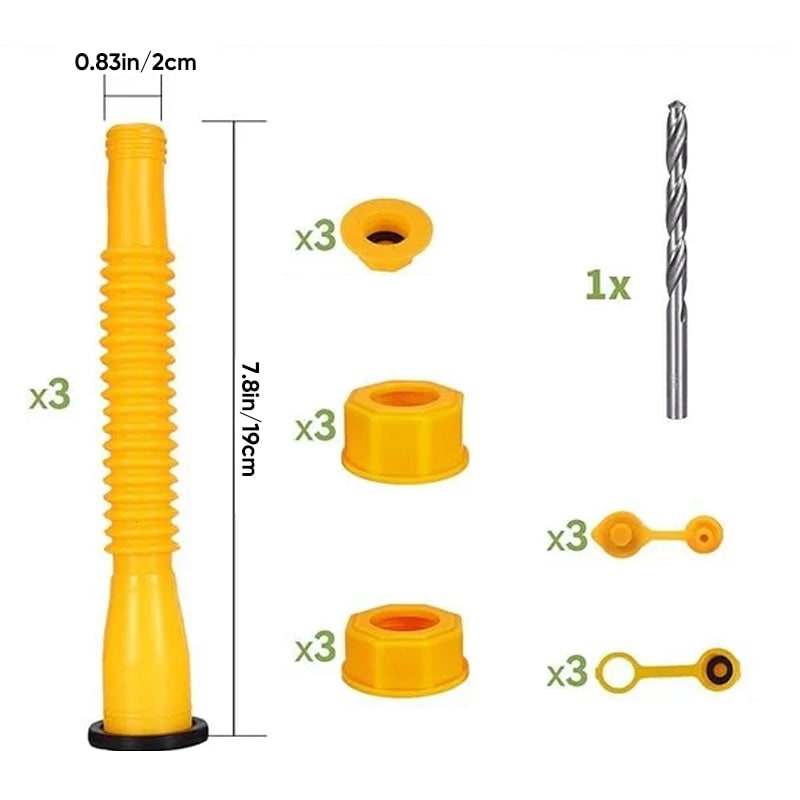 Gas Can Spout Replacement Kit with Flexible Nozzle Gasket Seals and Threaded Caps - Image 14