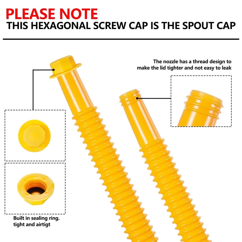 Gas Can Spout Replacement Kit with Flexible Nozzle Gasket Seals and Threaded Caps - Image 16