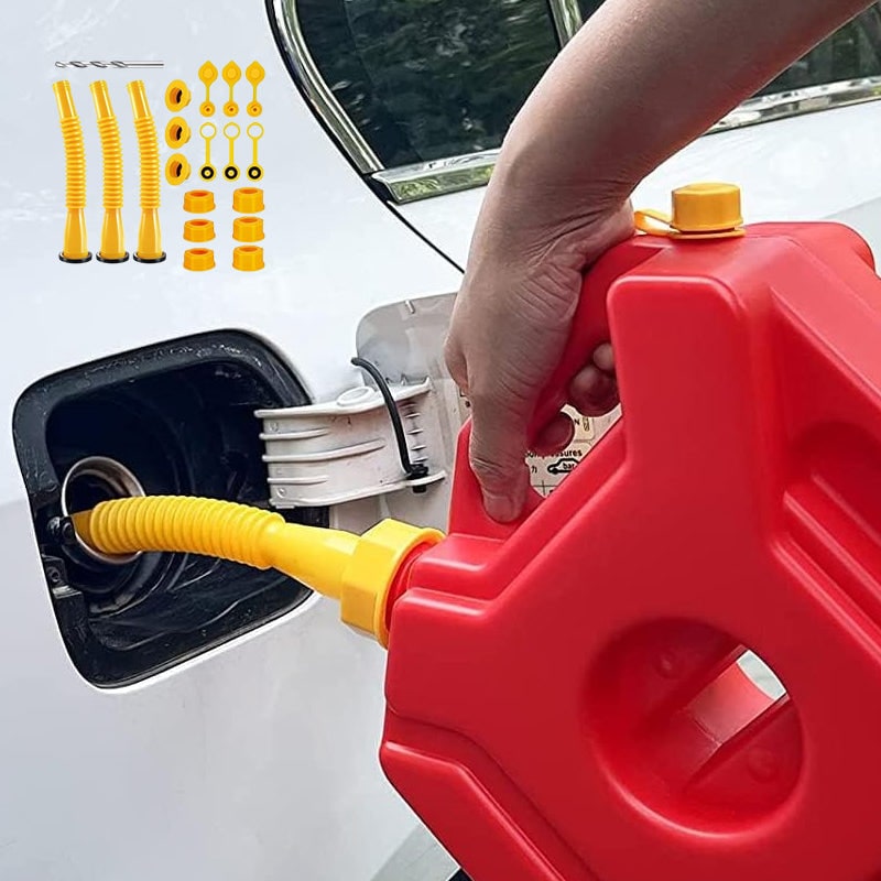 Gas Can Spout Replacement Kit with Flexible Nozzle Gasket Seals and Threaded Caps - Image 2
