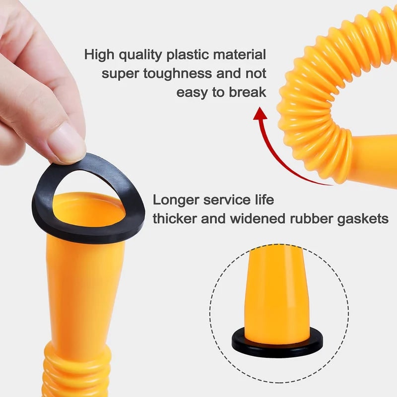 Gas Can Spout Replacement Kit with Flexible Nozzle Gasket Seals and Threaded Caps - Image 7