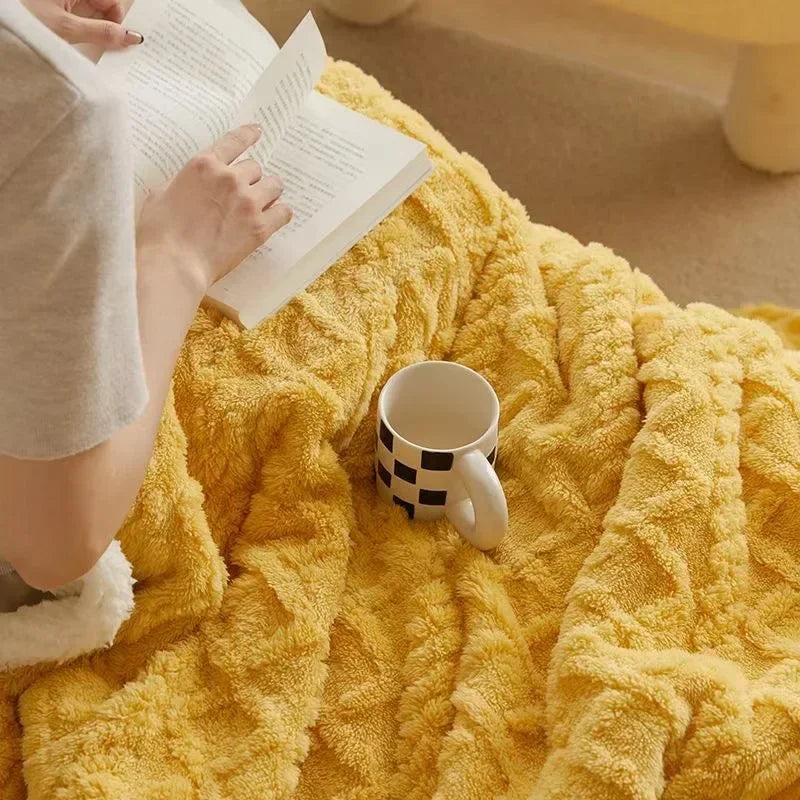 Thick warm cozy winter blanket with elegant detail