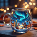 Glass Mug with Festive Holiday Illustrations and C-Shaped Handle 8 Oz - Image 1