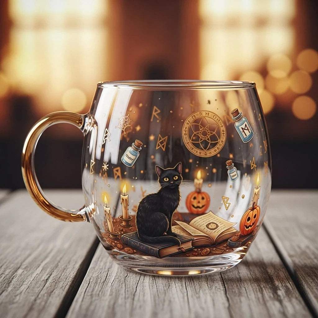 Glass Mug with Festive Holiday Illustrations and C-Shaped Handle 8 Oz - Image 5
