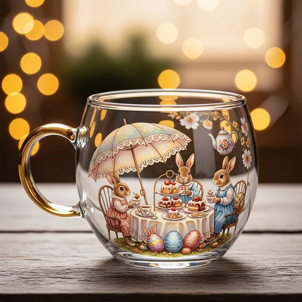 Glass Mug with Festive Holiday Illustrations and C-Shaped Handle 8 Oz - Image 7