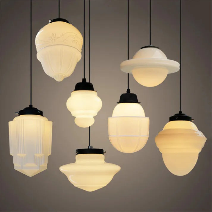 Geometryczna Lampa Wisząca ze Szkła Delikatne Oświetlenie do Wnętrz