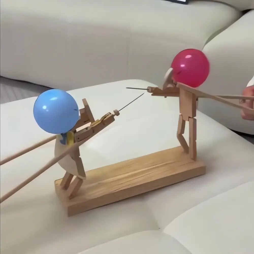 Gra Zręcznościowa Walka Balonów dla Dwóch Graczy z Drewnianymi Kukiełkami - Image 3