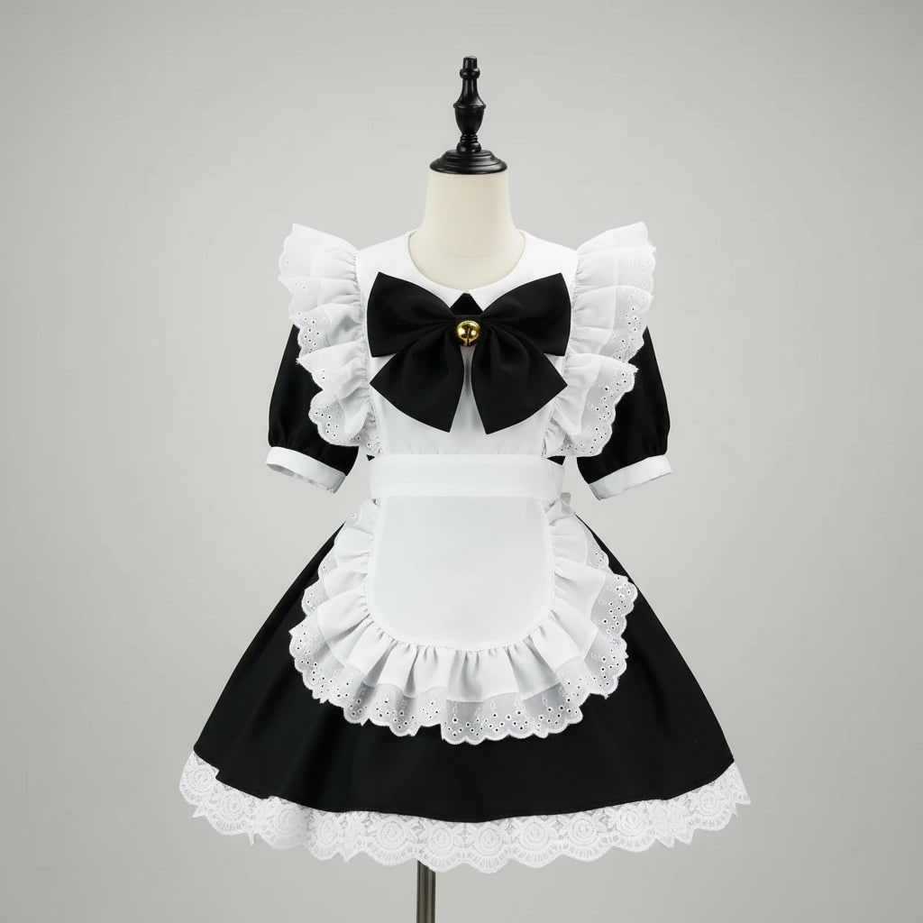 Halloween Damski Strój Pokojówki Anime z Fartuszkiem Kokardą i Koronką - Image 8