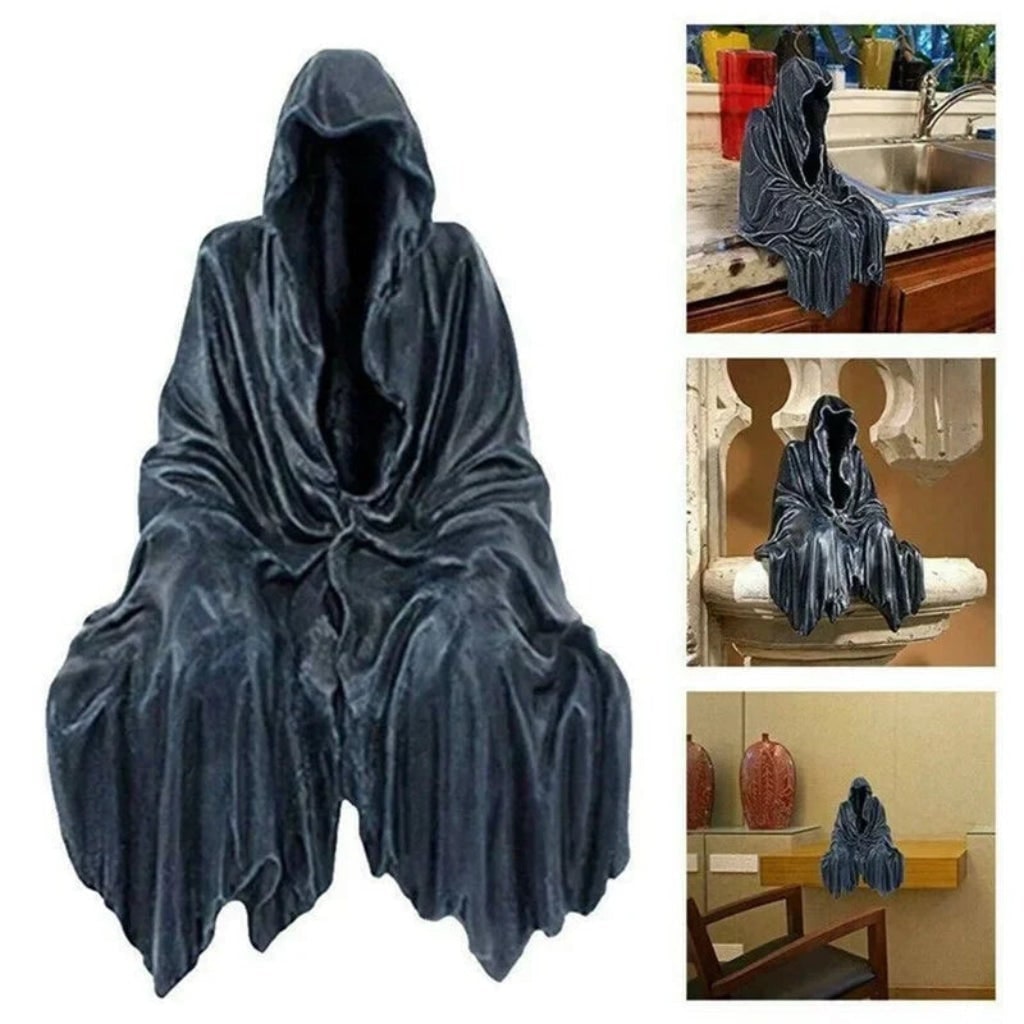 Halloween Dekoracja Figurka Upiorny żniwiarz na Półkę z Matowym Wykończeniem - Image 3
