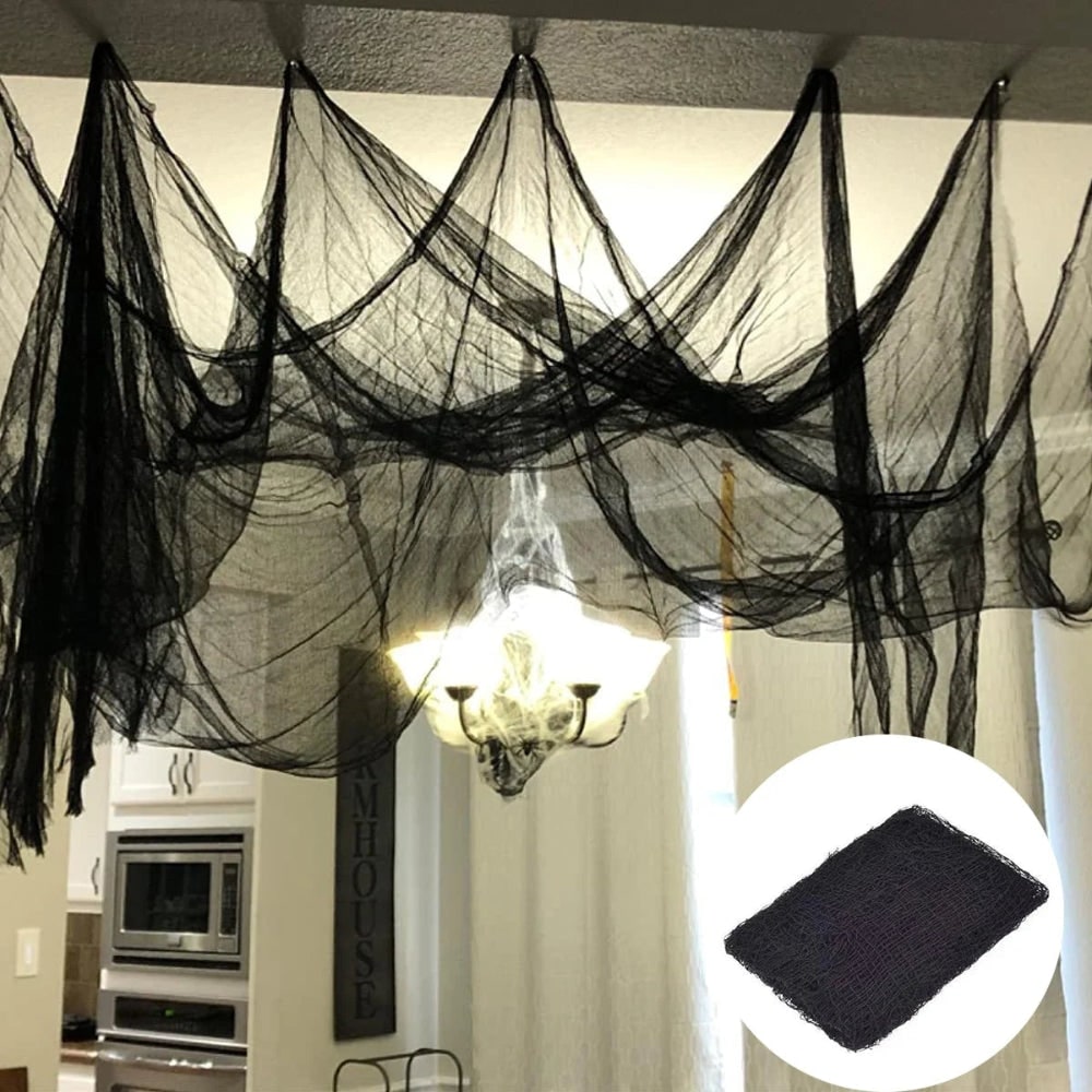 Halloween Dekoracja Gazy Pajęczyna Czarna do Domu i Ogrodu - Image 1