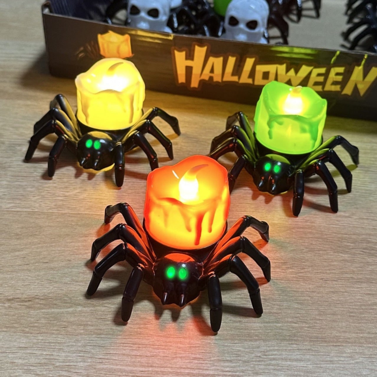 Halloween Dekoracja Pająk ze świeczką LED i Oczami do Domu Dekoracje - Image 5