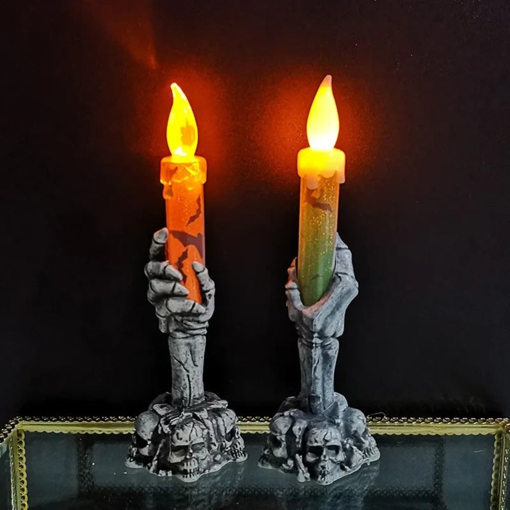 Halloween Dekoracja świeczka LED Szkielet z Czaszkami Straszna Dekoracyjna świeca na Imprezę i Ogród - Image 1