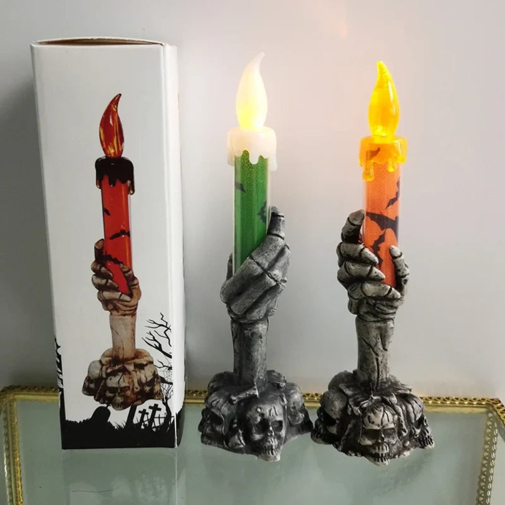 Halloween Dekoracja świeczka LED Szkielet z Czaszkami Straszna Dekoracyjna świeca na Imprezę i Ogród - Image 4
