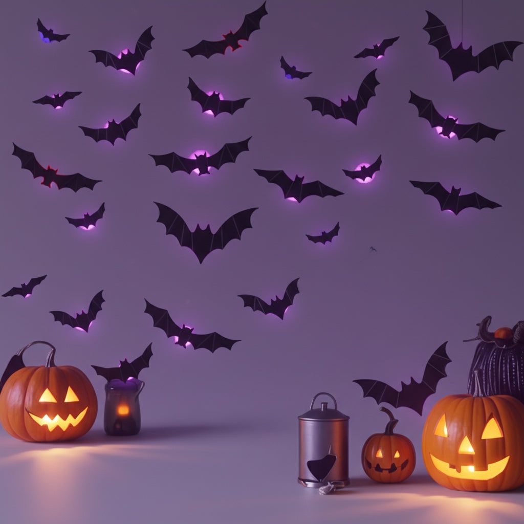 Halloween Dekoracje 3D Nietoperze na ścianę z Podświetleniem LED do Domu i Ogrodu - Image 2