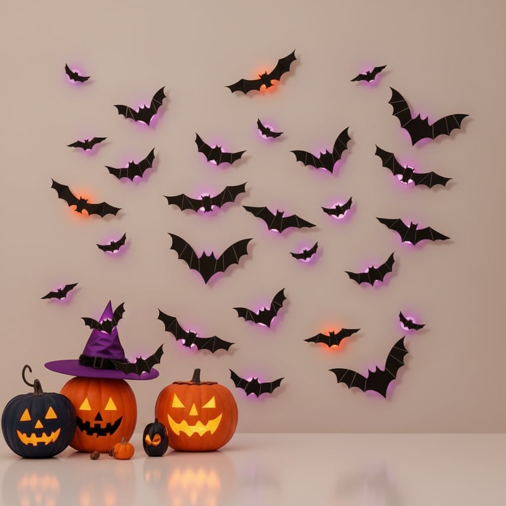 Halloween Dekoracje 3D Nietoperze na ścianę z Podświetleniem LED do Domu i Ogrodu - Image 5