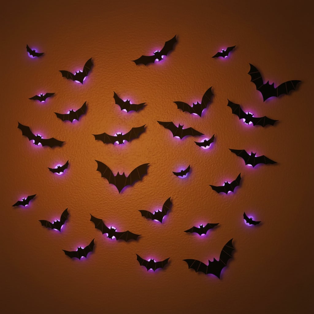 Halloween Dekoracje 3D Nietoperze na ścianę z Podświetleniem LED do Domu i Ogrodu - Image 6