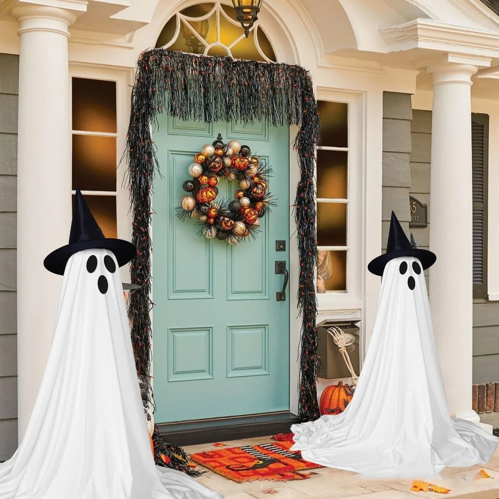 Halloween Dekoracje Domu Duch Podświetlany LED z Kapeluszem Czarownicy - Image 4