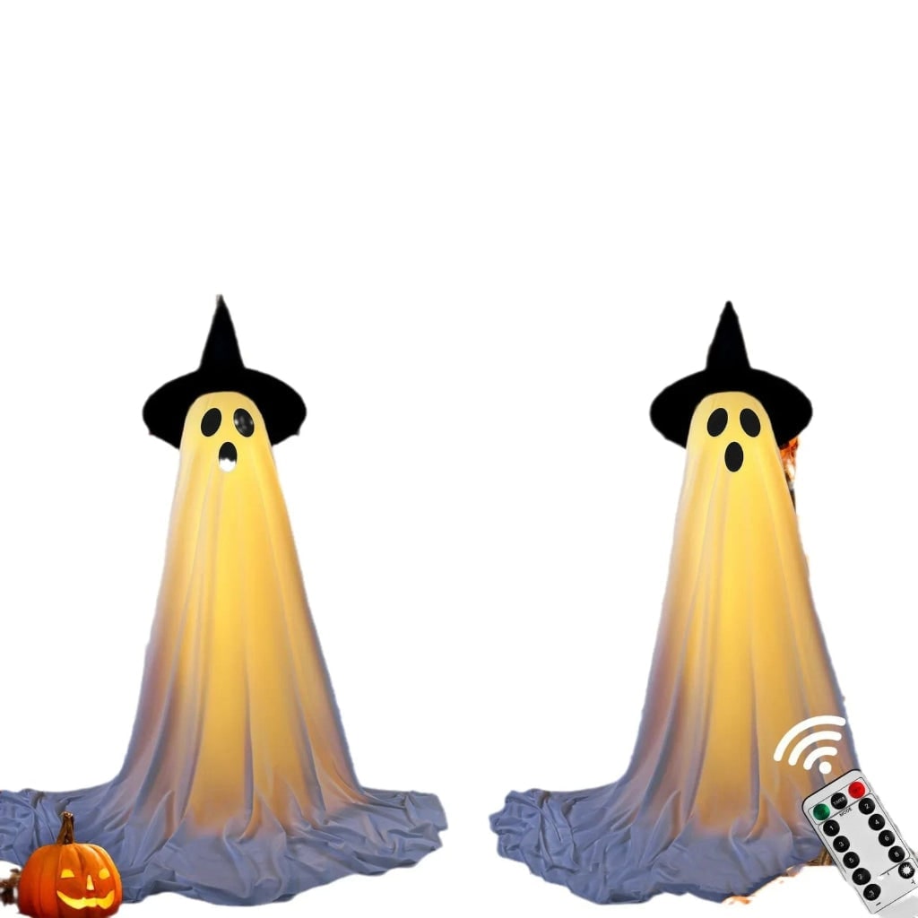 Halloween Dekoracje Domu Duch Podświetlany LED z Kapeluszem Czarownicy - Image 5