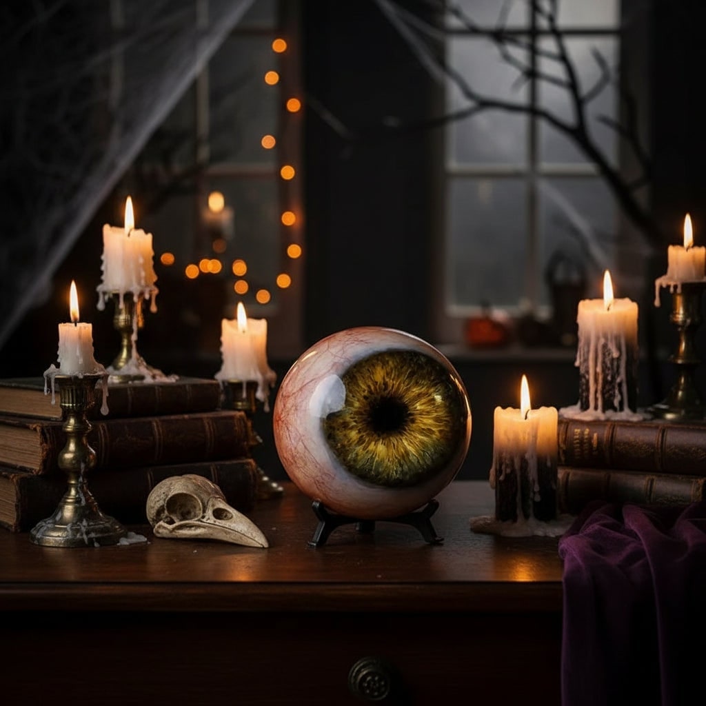 Halloween Dekoracje Domu Gałka Oczna na Stojaku Straszna Dekoracja - Image 1