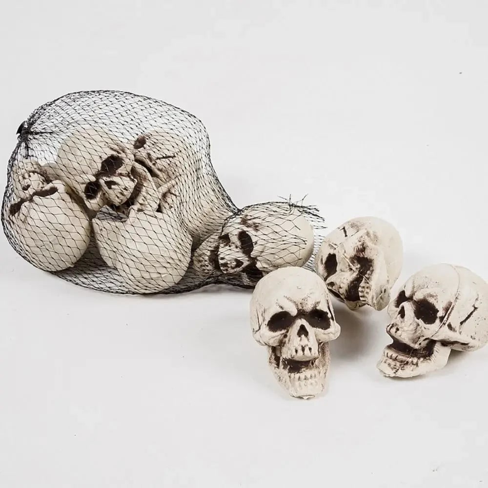 Halloween Dekoracje Domu Zestaw Mini Czaszek Plastikowych z Postarzanym Wykończeniem - Image 1