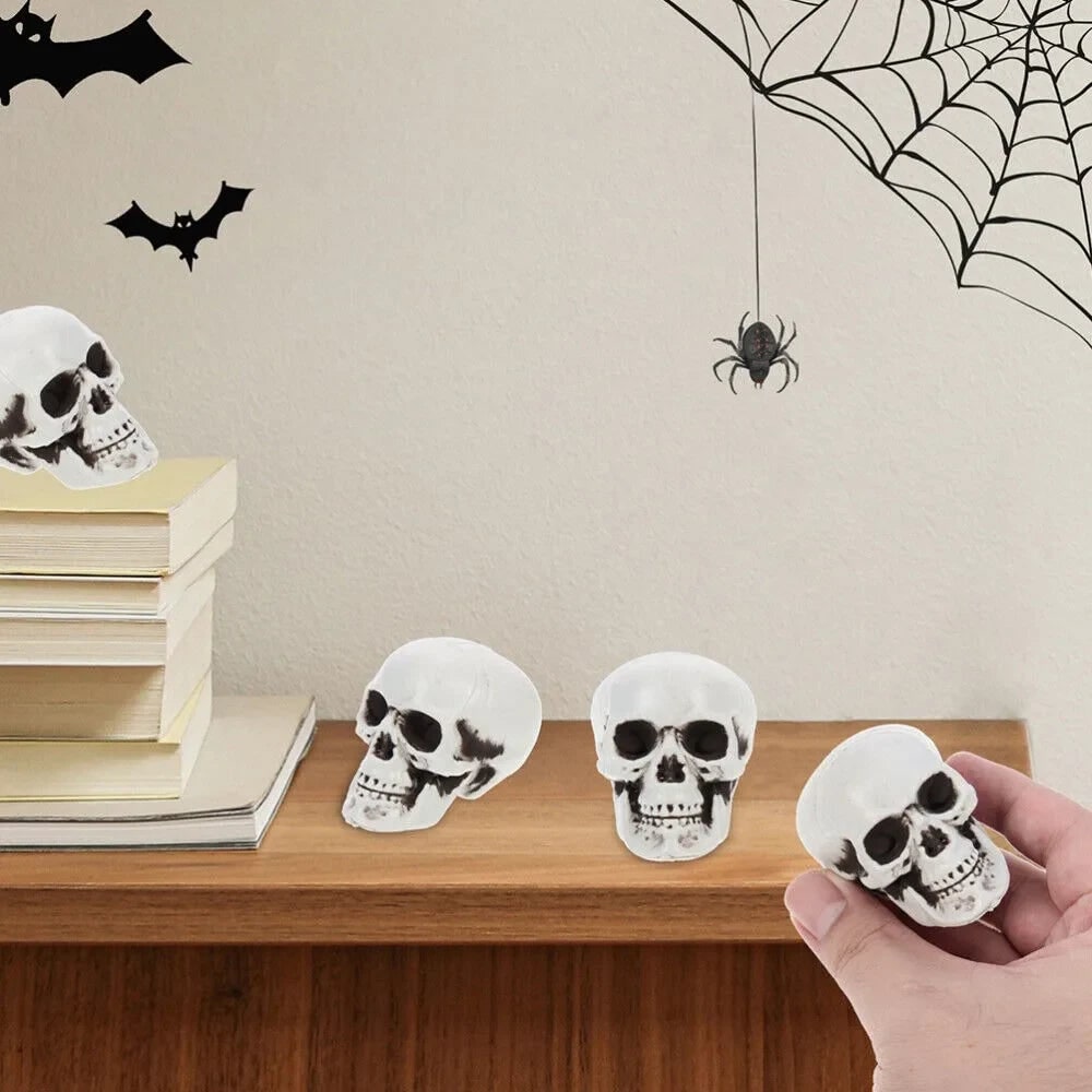 Halloween Dekoracje Domu Zestaw Mini Czaszek Plastikowych z Postarzanym Wykończeniem - Image 2