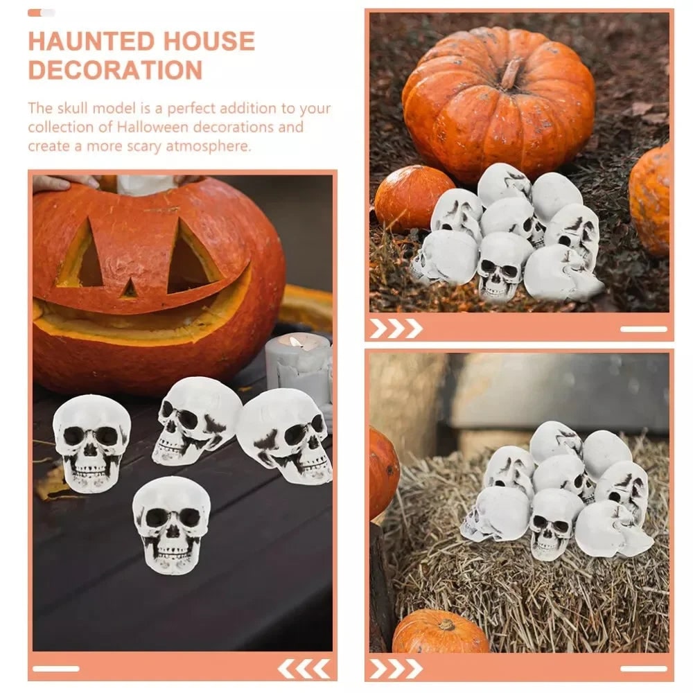 Halloween Dekoracje Domu Zestaw Mini Czaszek Plastikowych z Postarzanym Wykończeniem - Image 3