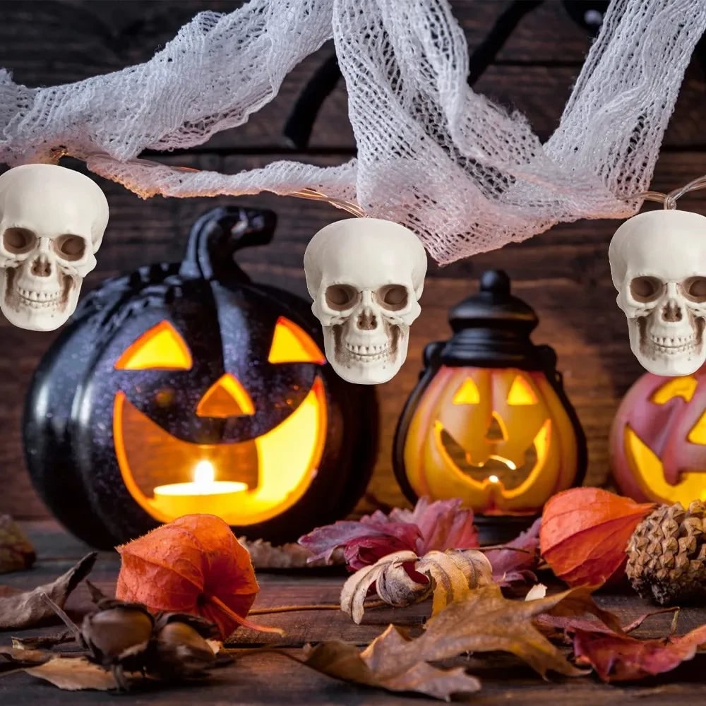 Halloween Dekoracje Domu Zestaw Mini Czaszek Plastikowych z Postarzanym Wykończeniem - Image 4