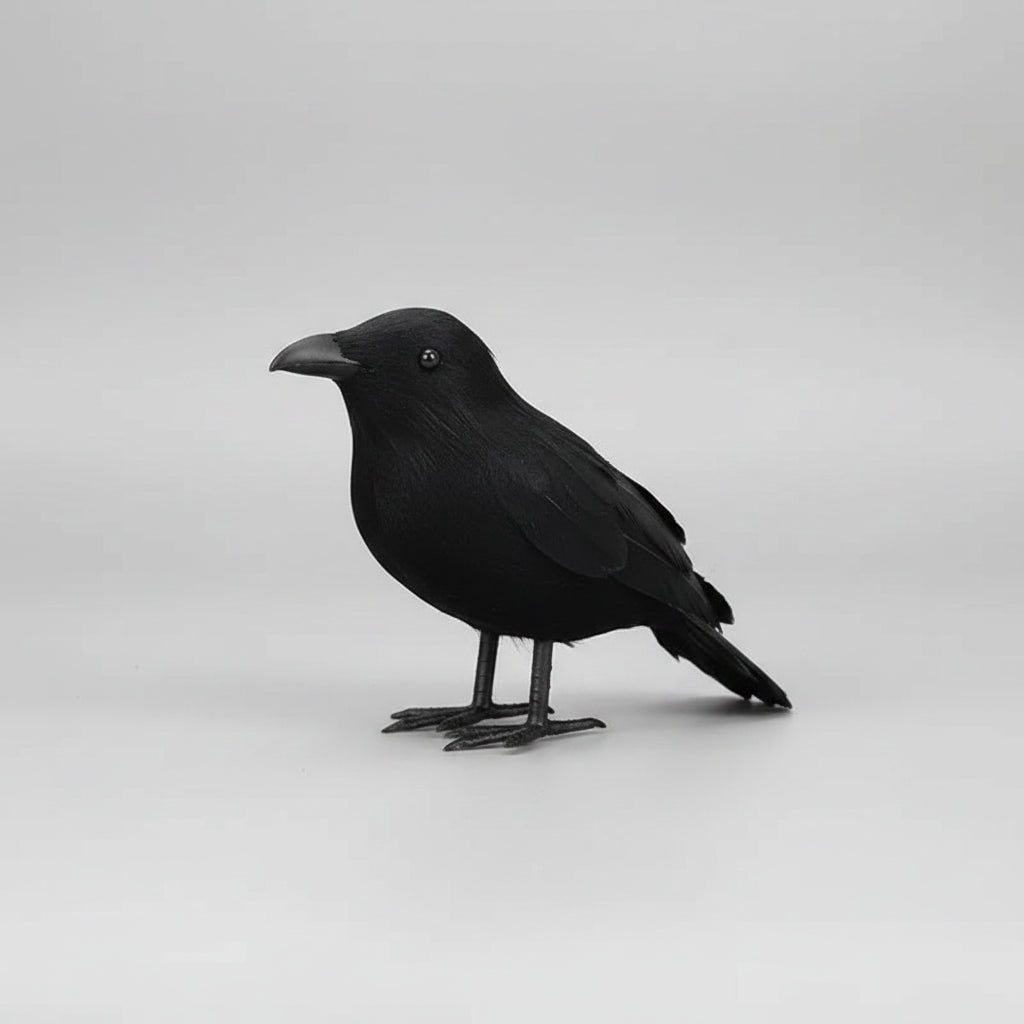 Halloween Dekoracyjna Figurka Kruka ze Czarnymi Piórami na Imprezę i Ogród - Image 1