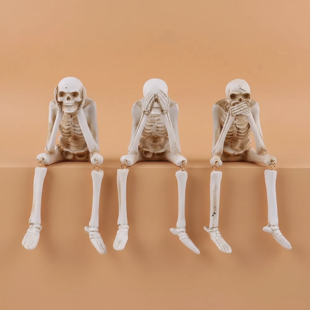 Halloween Dekoracyjna Figurka Szkieletu z Wiszącymi Nogami na Półkę Szkielet - Image 4
