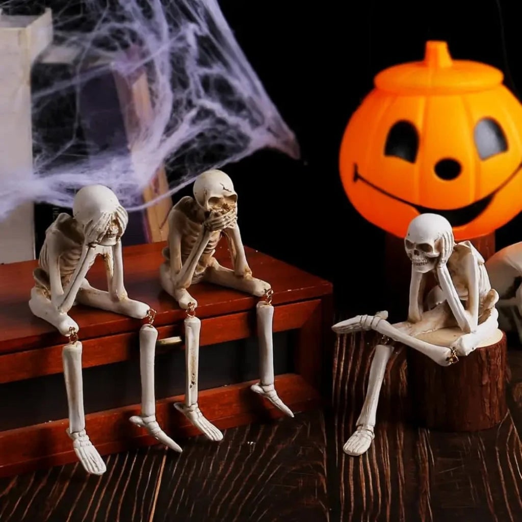 Halloween Dekoracyjna Figurka Szkieletu z Wiszącymi Nogami na Imprezę Skeleton Figurine - Image 4
