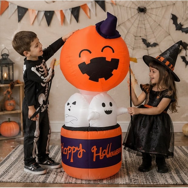 Halloween Dmuchana Dekoracja Dynia z Duchami i Podświetleniem LED do Ogrodu Imprez - Image 10