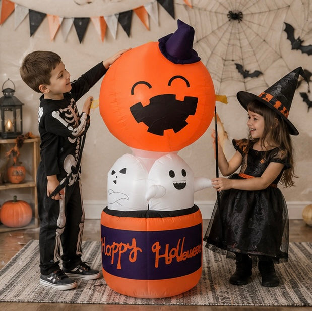 Halloween Dmuchana Dekoracja Dynia z Duchami i Podświetleniem LED do Ogrodu Imprez - Image 10