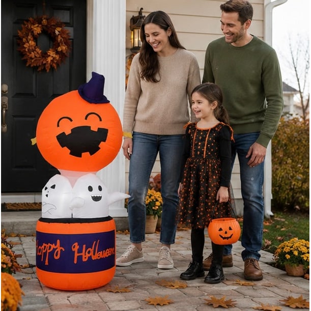 Halloween Dmuchana Dekoracja Dynia z Duchami i Podświetleniem LED do Ogrodu Imprez - Image 12