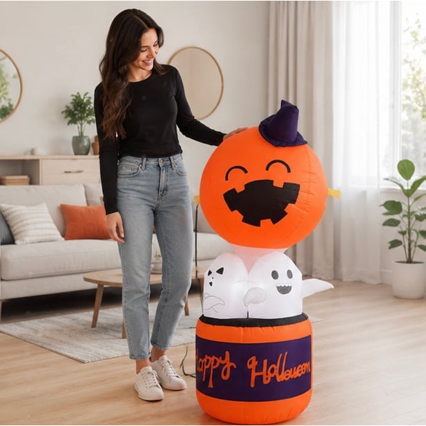 Halloween Dmuchana Dekoracja Dynia z Duchami i Podświetleniem LED do Ogrodu Imprez - Image 13