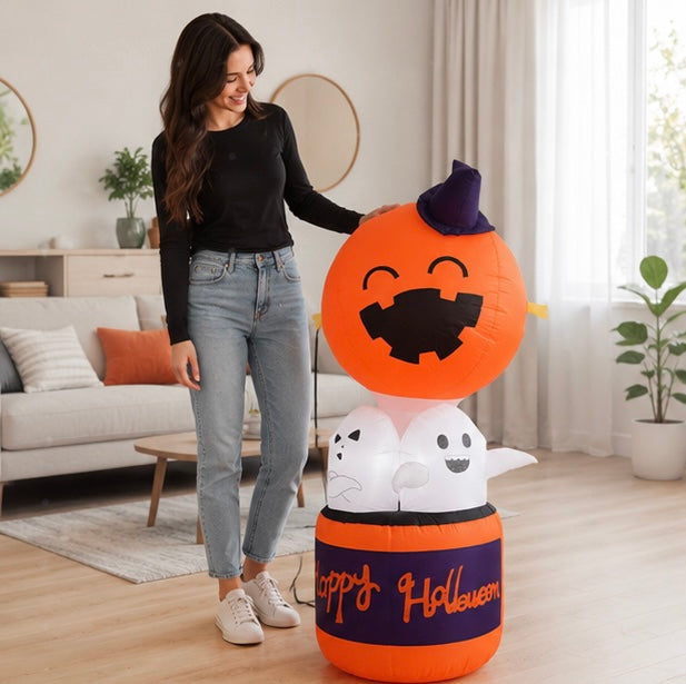 Halloween Dmuchana Dekoracja Dynia z Duchami i Podświetleniem LED do Ogrodu Imprez - Image 13